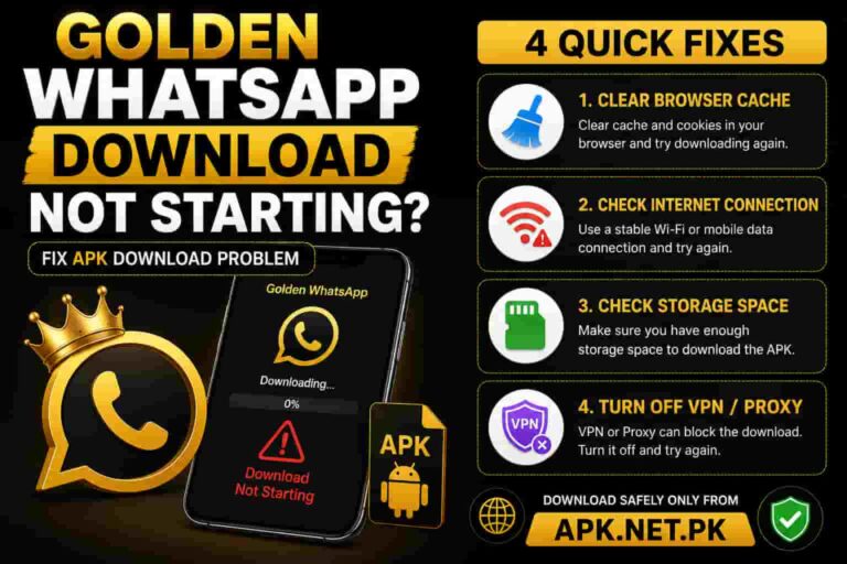 Golden WhatsApp download not starting APK download problem fix on Android phone