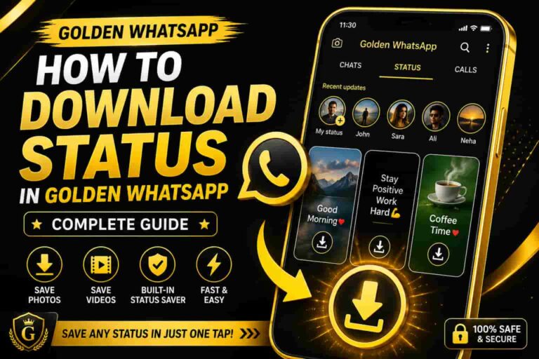 How to download status in Golden WhatsApp using the built-in Status Saver feature to save photos and videos directly to your phone