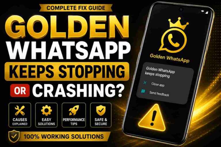Golden WhatsApp keeps stopping or crashing on Android with step-by-step solutions to fix app crashes, freezing, force close errors, and improve performance.