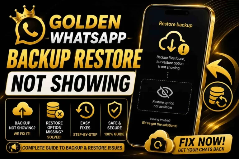 Golden WhatsApp backup restore not showing with missing restore option on smartphone and backup recovery guide